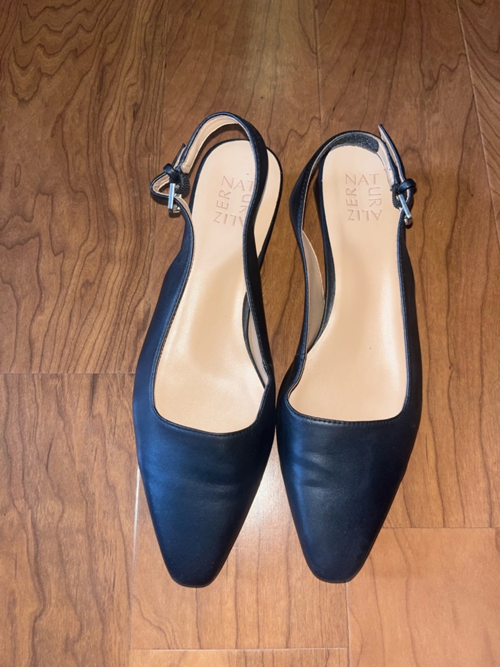 Naturalizer Black Pointed Toe Slingback Flats
